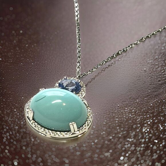 Turquoise Sapphire Diamond Necklace 17" 14k 19.03 TCW Certified $6,950 311694 - Picture 12 of 15